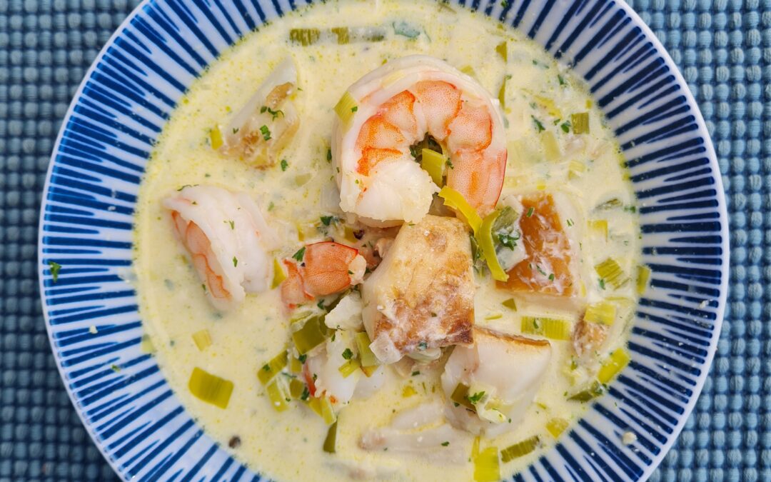 Delicious Haddock and prawn chowder